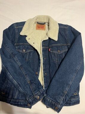 Levi's Dark Blue Denim Sherpa-Lined Jacket